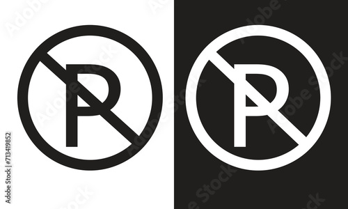 black and white no parking icon 