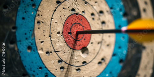 a target with an arrow at its center photo