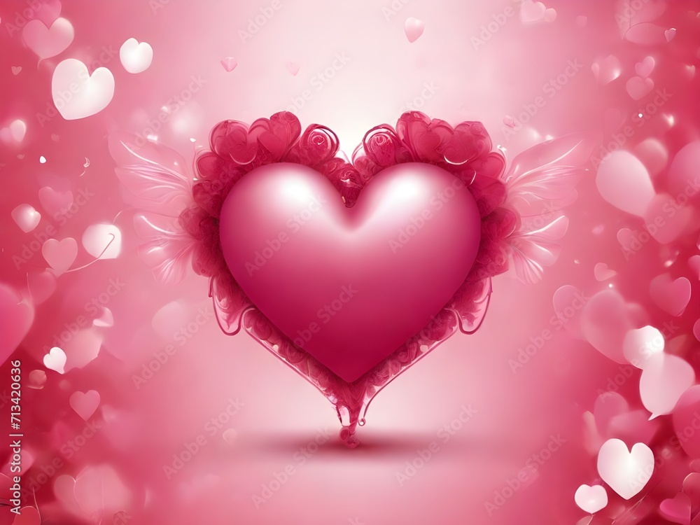 Heart themed Pink Valentine Wallpaper