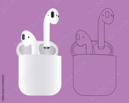 Wireless, Air-pods icon modern isolated on white background vector