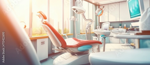 Concept interior of new modern dental clinic office with dental equipment