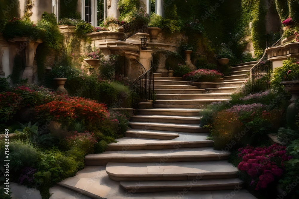 image of a majestic staircase with intricate design and soft, image of a majestic staircase with intricate design and soft,
