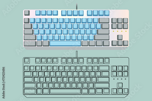 Mechanical computer keyboard icon Trendy Technology, Ergonomic, Vector Illustration Background