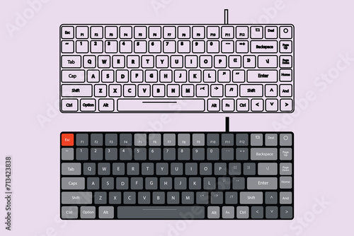 Mechanical computer keyboard icon Trendy Technology, Ergonomic, Vector Illustration Background
