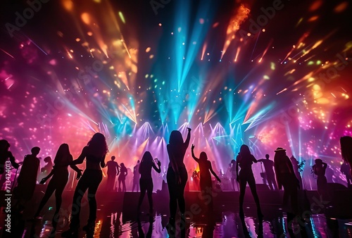dancers on stage at a nightclub enjoying