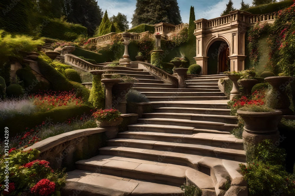 image of a majestic staircase with intricate design and soft, image of a majestic staircase with intricate design and soft,