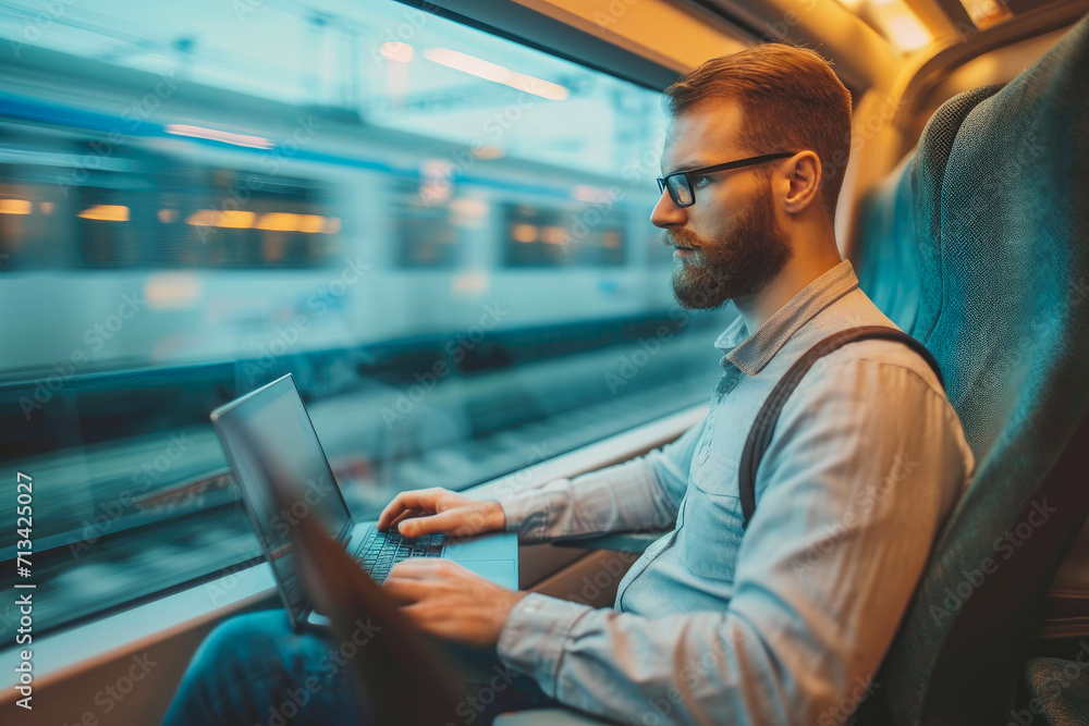 Mobile Workforce: Caucasian Professionals on Remote Rails Mobile Workforce: Caucasian Professionals on Remote Rails