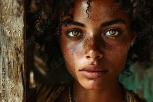 Portrait of Brazilian woman realistic detailed photography texture. Brazilian woman. Horizontal format