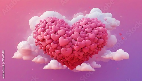 pink heart with cloud background