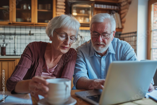 Elderly Pair Embracing the Digital Age in Home Office © Andrii 