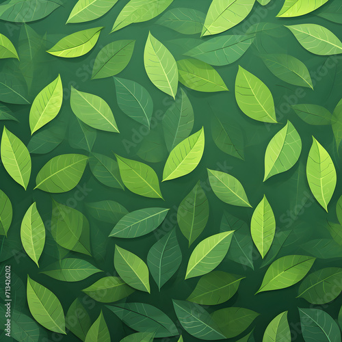 Backdrop featuring paper cuts,, Vector Green Leaves Seamless Pattern Pro Vector 