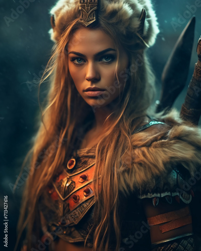 Portrait of a Warrior Barbarian woman.