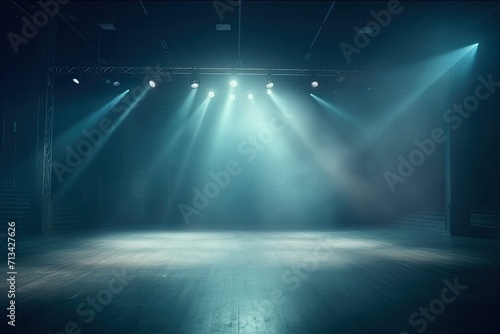 A dazzling display of artistry as the lens flare dances through the darkness, guided by the pulsing lights and melodic music on the wood-floored stage