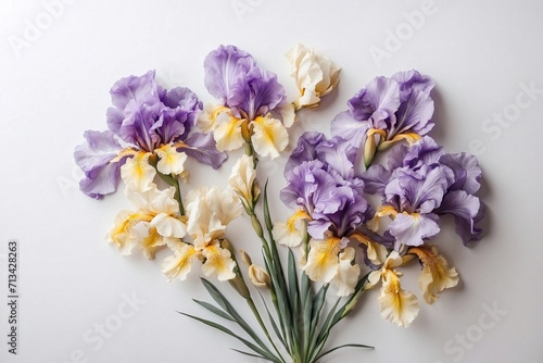 purple iris flowers on white