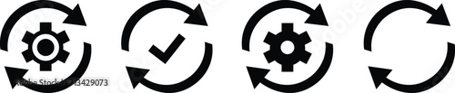 Set of round convenient icon like easy pay or update. concept of replace or swap symbol and quality control. linear trend modern synchronize logotype graphic stroke art design web element.