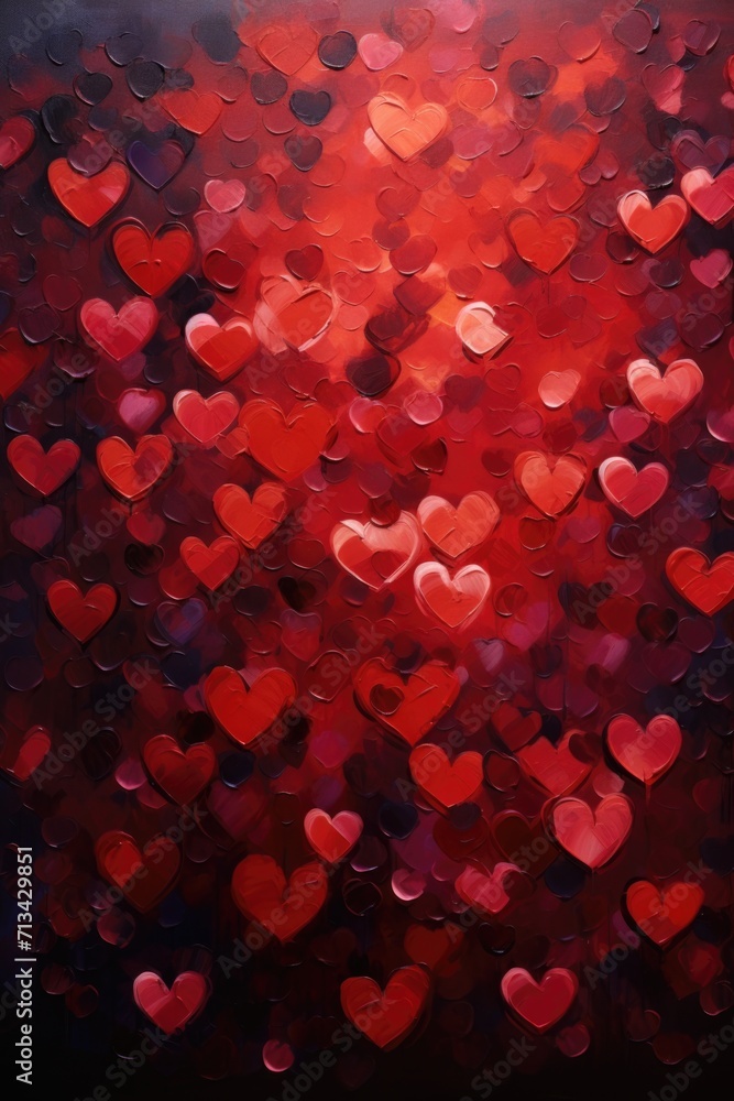 Abundant Love in Red - A Sea of Bright Hearts Against Stark Red in a Valentine's Day Concept Abundant Love in Red - A Sea of Bright Hearts Against Stark Red in a Valentine's Day Concept