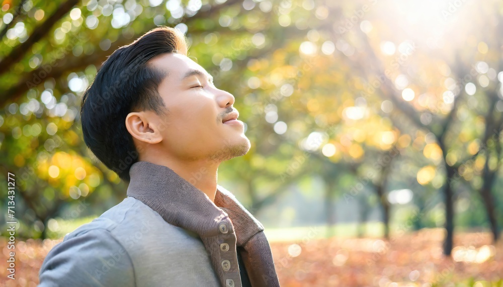 Calm Man Outdoors Relaxing And Breathing In Deeply In Autumn Park.ai generated Calm Man Outdoors Relaxing And Breathing In Deeply In Autumn Park.ai generated