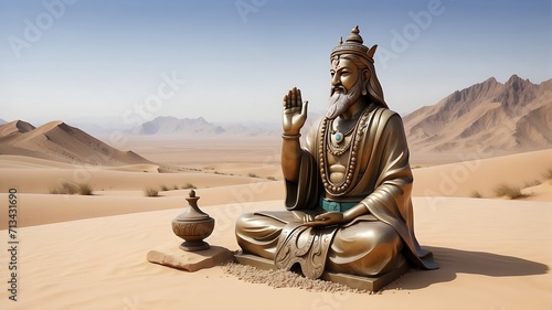 statue of buddha in the desert