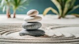 Enjoying Life, Harmony and Positive Mind Concept. Stack of Stable Pebble Stone. Japanese zen.ai generated
