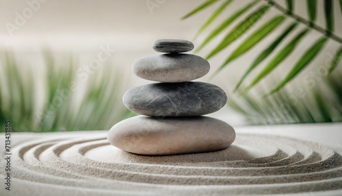 Enjoying Life  Harmony and Positive Mind Concept. Stack of Stable Pebble Stone. Japanese zen.ai generated