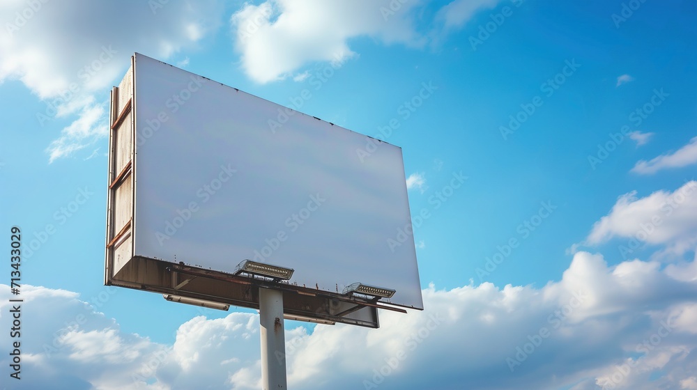 Blank Billboard Against a Cloudy Blue Sky Ready for Advertising Blank Billboard Against a Cloudy Blue Sky Ready for Advertising