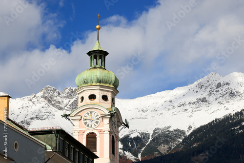 Bell tower clock in Innsbruck, Austria photo