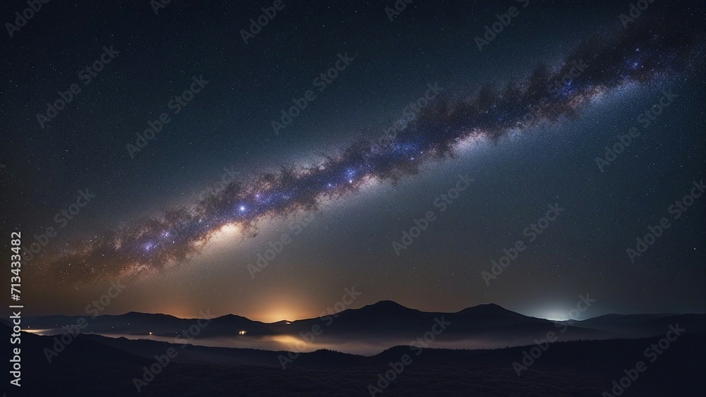  Starry night sky and milky way galaxy with stars and space dust in the universe.  