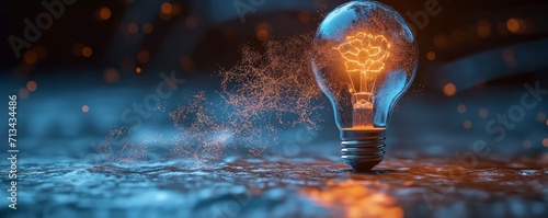 Light blub bright on technology futuristic concept background, abstract idea for creativity vision created by ai