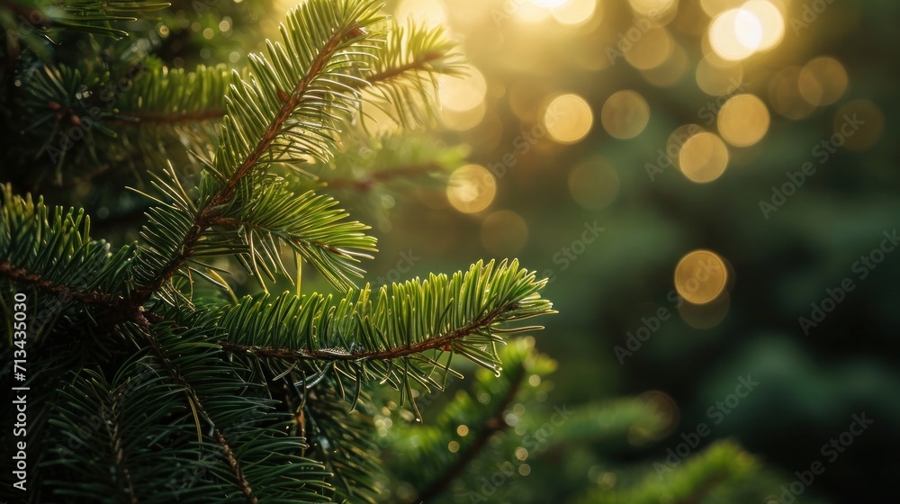 a close up of a pine tree with blurry background    