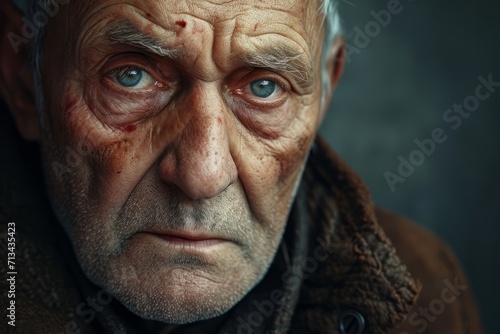 Portrait of British old man from history of United Kingdom, Great Britain realistic detailed photography texture. British man. Horizontal format