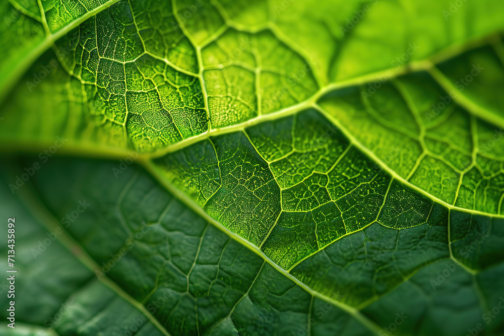 Macro View of Fresh Green Leaf Closeup Texture and Botanical Patterns in Nature's Organic Color Palette of Life Macro View of Fresh Green Leaf Closeup Texture and Botanical Patterns in Nature's Organic Color Palette of Life