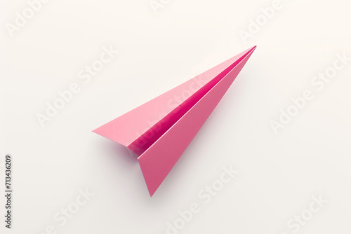 Pink Origami Paper Plane Illustration with 3D Concept and Air Symbol