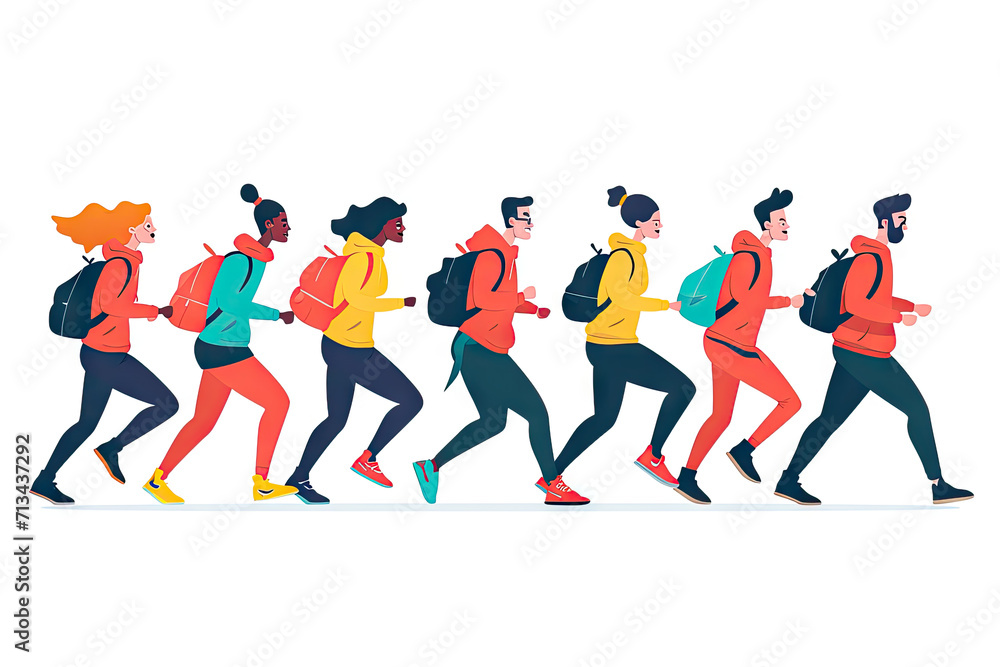 Ilustración estilo Flat Design de personas corriendo hacia una meta, representando la idea de logro y éxito
Ilustración estilo Flat Design de personas corriendo hacia una meta, representando la idea de logro y éxito
