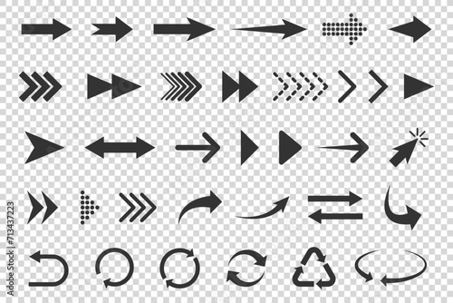 Set of vector flat icons arrows isolated