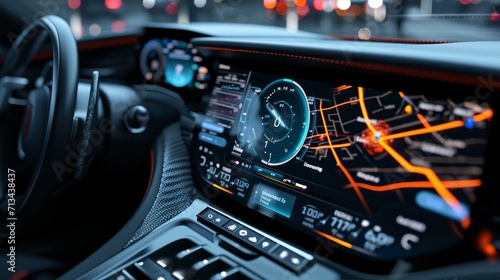 Modern sports car navigation display - 3D illustration 