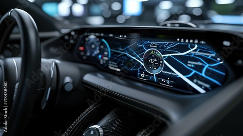 Modern sports car navigation display - 3D illustration     photo