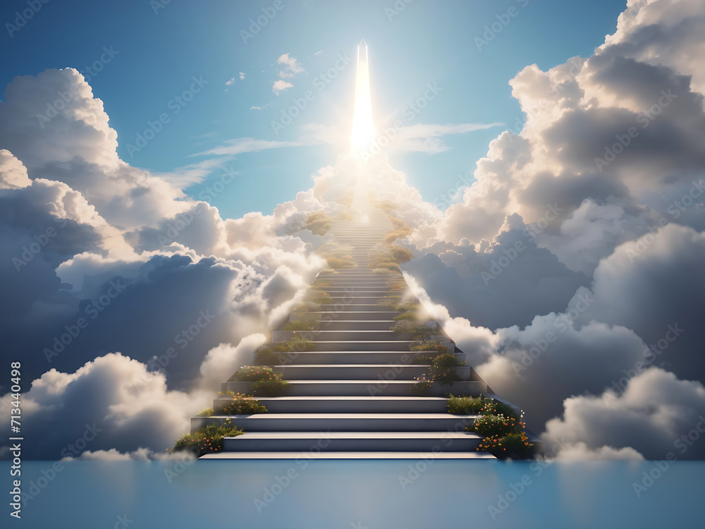 A photo of the stairway to heaven design, 3D rendering