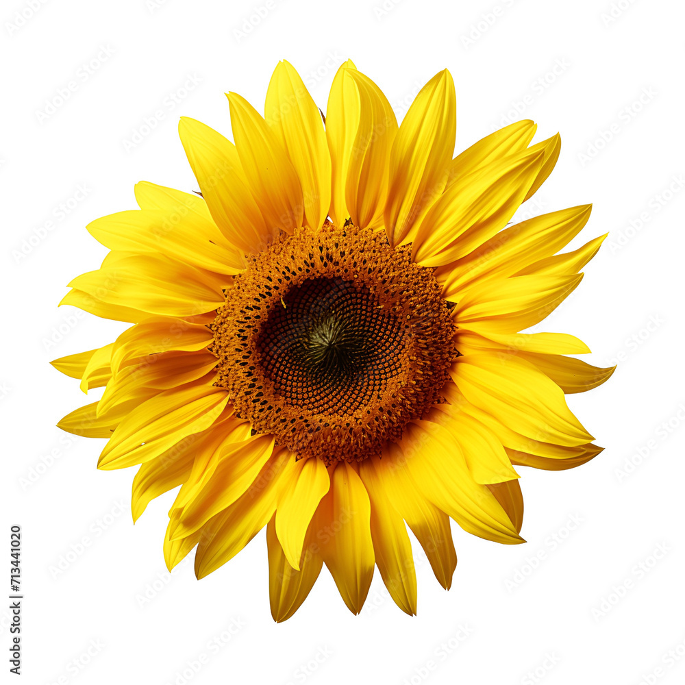Fototapeta premium Close Up: Yellow Flower of the Sunflower Variety, Isolated on Transparent Background, PNG