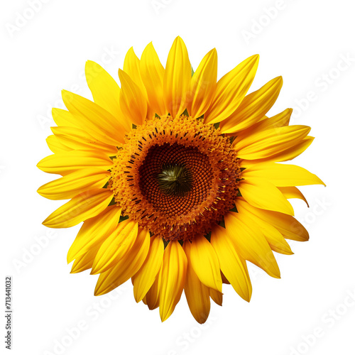 A Close-Up View of a Yellow Sunflower Flower, Isolated on Transparent Background, PNG