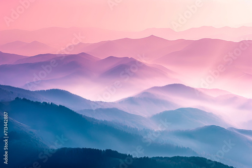 Mountain landscape with clouds in the morning, Landscape concept, generative ai