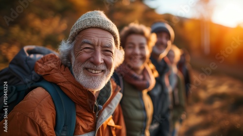 Elderly people gather in groups to go to the mountain, field Trips and Excursions No one wants to spend all their time at home photo