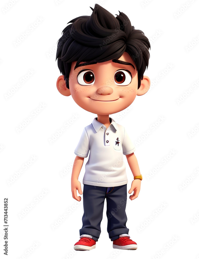  Cartoon 3d character of happy Cute boy