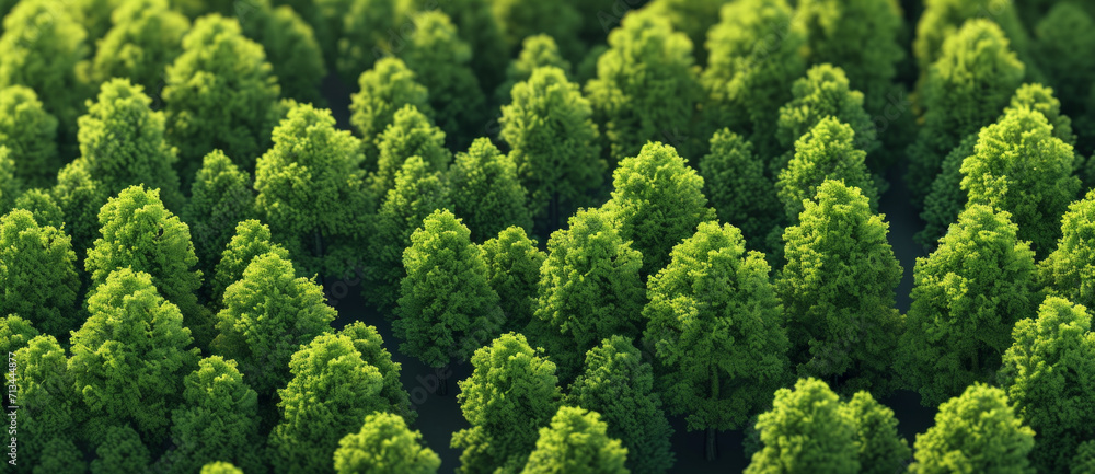 Naklejka premium A verdant sea of treetops unfolds, an endless canopy that whispers the timeless tales of the forest