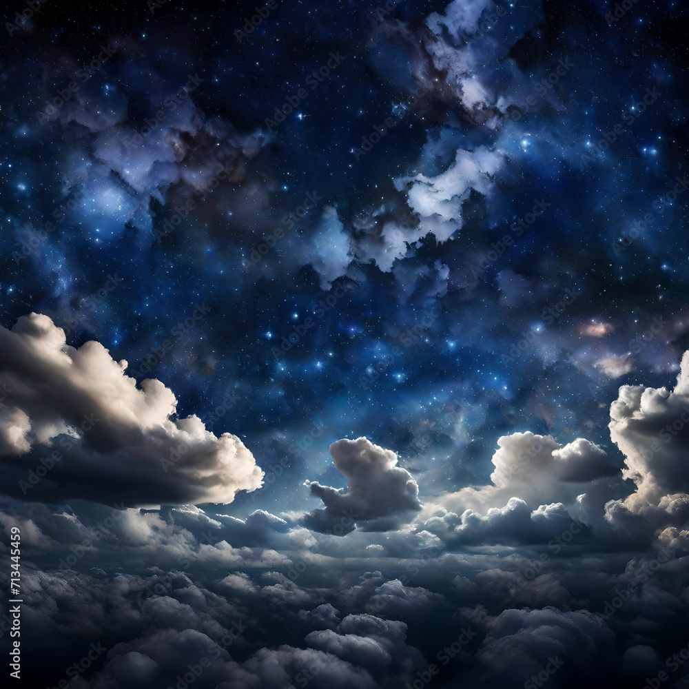 A surreal night sky with stars visible through a mosaic of cloud formations. - Upscaling by @Badar A surreal night sky with stars visible through a mosaic of cloud formations. - Upscaling by @Badar