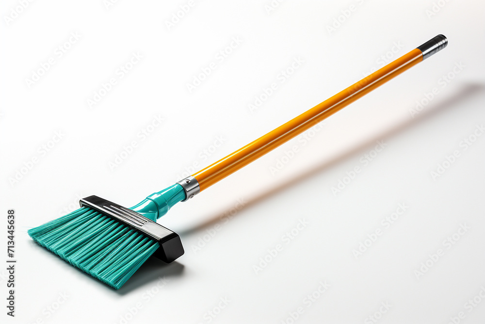 Brush for a floor with the blue handle ,Cleaning equipment on isolated background Brush for a floor with the blue handle ,Cleaning equipment on isolated background