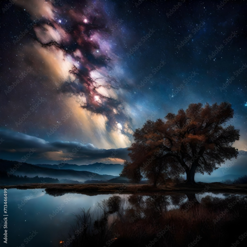 A surreal vision of stars casting their radiance on a cloudy canvas. - Upscaling by @Badar