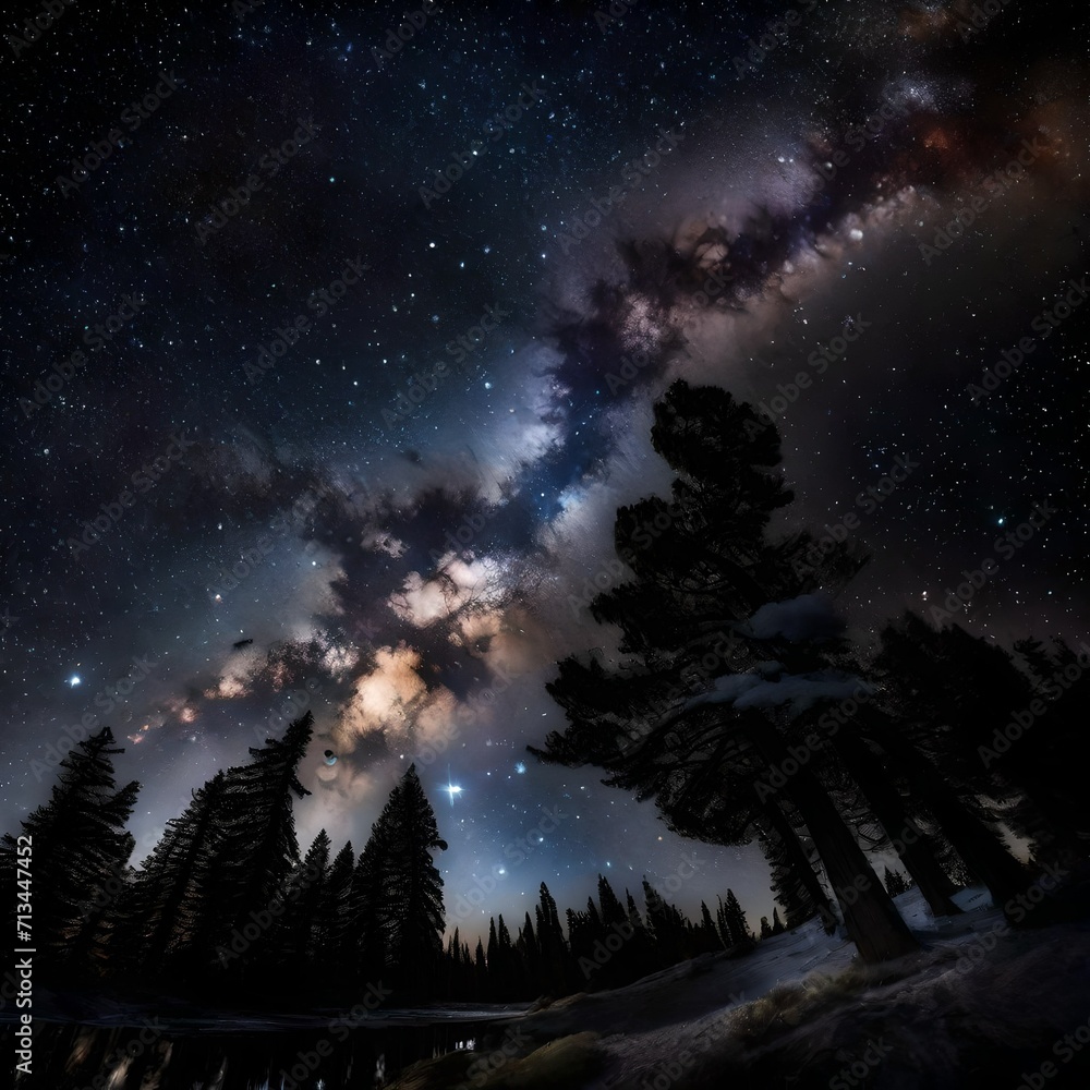 A high-resolution image capturing stars scattered across a cloudy night. - Upscaling by @Badar