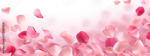 Petals of pink rose beauty background. flying petals