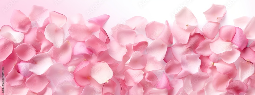 Petals of pink rose beauty background. flying petals