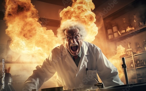 scienziato dottore ricercatore pazzo arrabbiato  photo